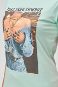 Оптом Женские футболки с принтом салатового цвета 1601Sl в Екатеринбурге, фото 4