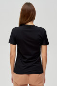 Оптом Женские футболки с принтом черного цвета 16027Ch в Казани, фото 5