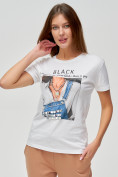 Оптом Женские футболки с принтом белого цвета 1614Bl в Екатеринбурге, фото 4
