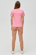 Оптом Женские футболки с принтом розового цвета 1614R в Екатеринбурге, фото 3