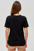 Оптом Женские футболки с принтом черного цвета 1645Ch в Казани, фото 4