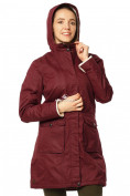Оптом Куртка парка демисезонная женская ПИСК сезона бордового цвета 17099Bo, фото 2