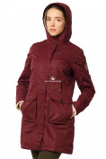 Оптом Куртка парка демисезонная женская ПИСК сезона бордового цвета 17099Bo, фото 6