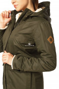 Оптом Куртка парка демисезонная женская хаки цвета 17099Kh в Перми, фото 3