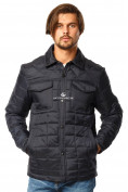 Оптом Куртка мужская стеганная темно-синего цвета 1743TS в Перми, фото 2