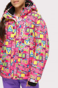 Оптом Куртка горнолыжная подростковая для девочки розового цвета 1774-1R, фото 4