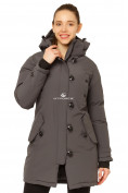 Оптом Куртка парка зимняя женская темно-серого цвета 1802TC, фото 2