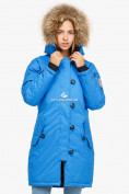 Оптом Куртка парка зимняя женская синего цвета 1805S в  Красноярске, фото 3