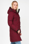 Оптом Куртка парка зимняя женская бордового цвета 1806Bo в Перми, фото 4