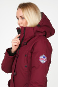 Оптом Куртка парка зимняя женская бордового цвета 1806Bo в Самаре, фото 8