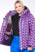 Оптом Куртка горнолыжная женская большого размера фиолетового цвета 18112F в Воронеже, фото 8