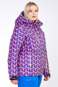 Оптом Куртка горнолыжная женская большого размера фиолетового цвета 18112F в Челябинске, фото 2