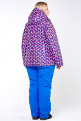 Оптом Костюм горнолыжный женский большого размера фиолетового цвета 018112F, фото 4