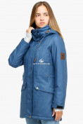 Оптом Куртка парка зимняя женская голубого цвета 18113Gl в Казани, фото 2