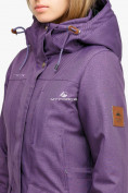 Оптом Куртка парка зимняя женская фиолетового цвета 18113F в Перми, фото 5