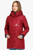 Оптом Куртка парка зимняя женская бордового цвета 18113B в  Красноярске, фото 2