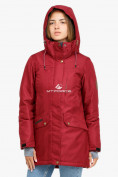 Оптом Куртка парка зимняя женская бордового цвета 18113B в Самаре, фото 3