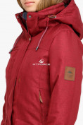 Оптом Куртка парка зимняя женская бордового цвета 18113B в Самаре, фото 5