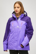 Оптом Женская зимняя горнолыжная куртка большого размера фиолетового цвета 1850F в Перми, фото 3