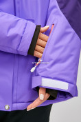 Оптом Женская зимняя горнолыжная куртка большого размера фиолетового цвета 1850F в Казани, фото 7