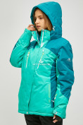 Оптом Женская зимняя горнолыжная куртка большого размера зеленого цвета 1850Z в Перми, фото 2