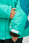Оптом Женский зимний горнолыжный костюм большого размера зеленого цвета 01850Z, фото 7