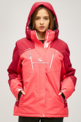 Оптом Женская зимняя горнолыжная куртка большого размера розового цвета 1850R в Санкт-Петербурге