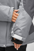 Оптом Женская зимняя горнолыжная куртка большого размера серого цвета 1850Sr в Уфе, фото 6