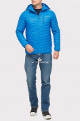 Оптом Куртка мужская стеганная голубого цвета 1858G