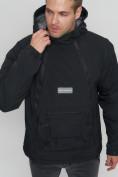 Оптом Куртка-анорак  спортивная мужская черного цвета 1887Ch в Казани, фото 10