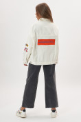 Оптом Джинсовая куртка женская оверсайз белого цвета 188Bl, фото 14