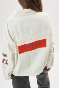 Оптом Джинсовая куртка женская оверсайз белого цвета 188Bl, фото 17