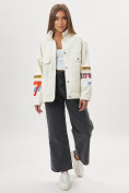 Оптом Джинсовая куртка женская оверсайз белого цвета 188Bl, фото 4
