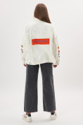 Оптом Джинсовая куртка женская оверсайз белого цвета 188Bl, фото 5