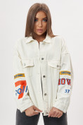 Оптом Джинсовая куртка женская оверсайз белого цвета 188Bl в Екатеринбурге