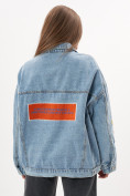Оптом Джинсовая куртка женская оверсайз голубого цвета 188Gl, фото 15