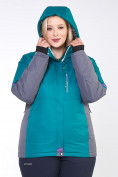Оптом Куртка горнолыжная женская большого размера зеленого цвета 1934Z в Казани, фото 4