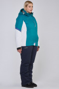 Оптом Костюм горнолыжный женский большого размера бирюзового цвета 01934Br в  Красноярске, фото 4