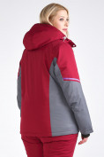 Оптом Куртка горнолыжная женская большого размера бордового цвета 1934Bo в Перми, фото 3