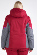 Оптом Куртка горнолыжная женская большого размера бордового цвета 1934Bo в Перми, фото 4