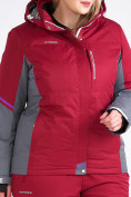 Оптом Куртка горнолыжная женская большого размера бордового цвета 1934Bo, фото 6