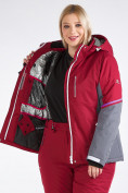 Оптом Куртка горнолыжная женская большого размера бордового цвета 1934Bo в Перми, фото 7
