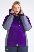 Оптом Куртка горнолыжная женская большого размера темно-фиолетового цвета 1934TF в  Красноярске, фото 2