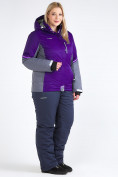 Оптом Костюм горнолыжный женский большого размера темно-фиолетового цвета 01934TF, фото 3