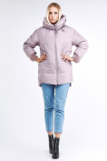 Оптом Куртка зимняя женская молодежная с помпонами розового цвета 1943_12R