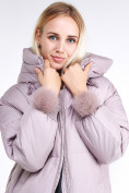 Оптом Куртка зимняя женская молодежная с помпонами розового цвета 1943_12R в Перми, фото 6