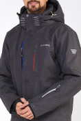 Оптом Мужская зимняя горнолыжная куртка большого размера темно-серого цвета 19471TC в Казани, фото 6