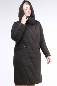 Оптом Куртка зимняя женская классическая одеяло коричневого цвета 191949_09K, фото 6