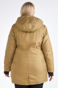 Оптом Куртка парка зимняя женская большого размера горчичного цвета 19491G в Казани, фото 7
