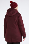 Оптом Куртка парка зимняя женская большого размера бордового цвета 19491Bo в Самаре, фото 12